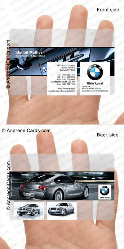 Clear plastic card design sample | BMW business card