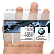 BMW clear plastic business cards