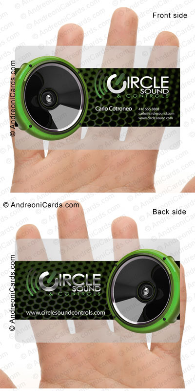 Translucent plastic business card design sample | Circle Sound