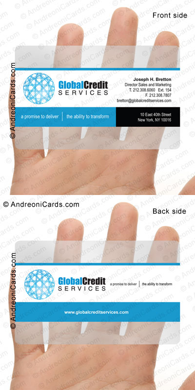 Translucent business card design sample | Global Credit