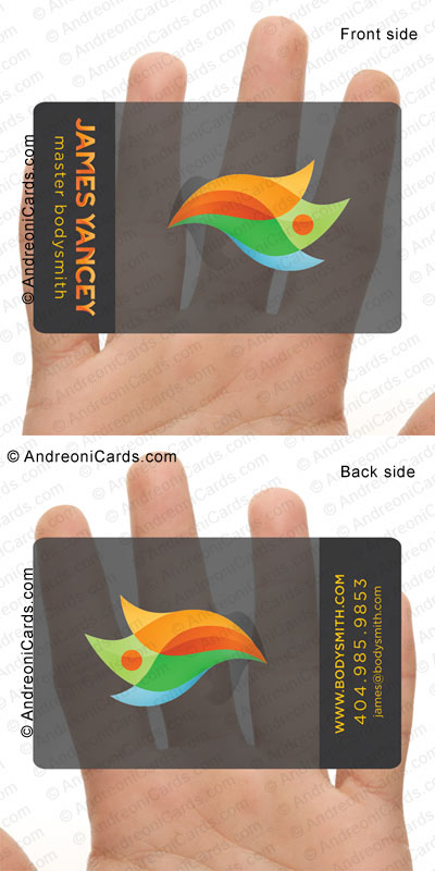 Clear plastic business card design sample | James