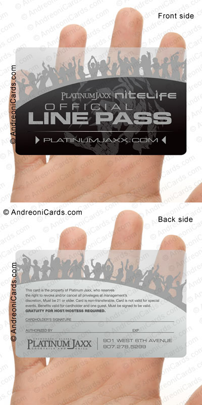 Clear plastic VIP card design sample | JAXX Platinum