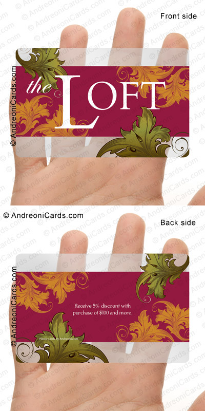 Clear plastic discount card design sample | LOFT