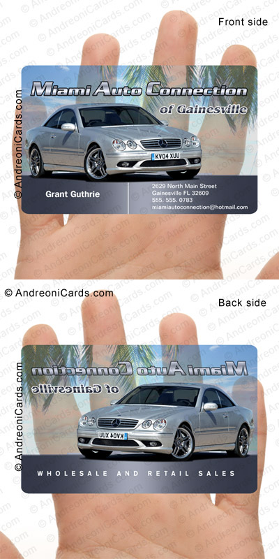 Transparent plastic card design sample | Miami Auto