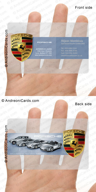 Clear plastic business card design sample | Porsche