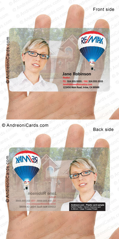 Clear frosted plastic business card design sample | ReMax