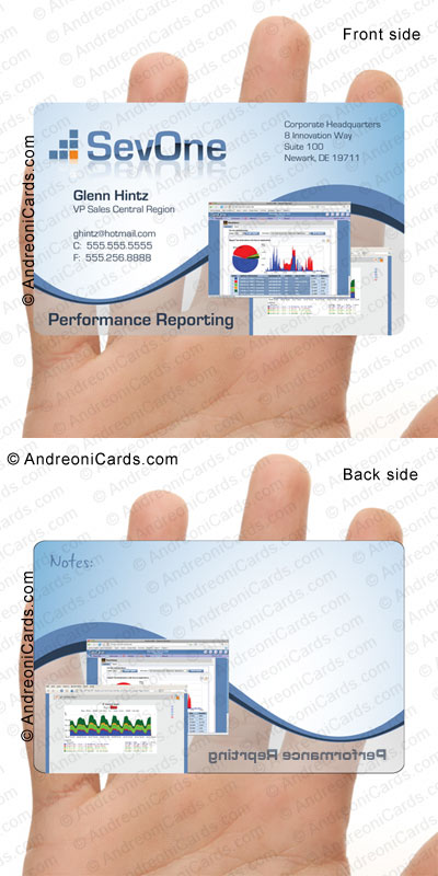 Translucent plastic business card design sample | SevOne