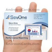 SevOne clear plastic business cards