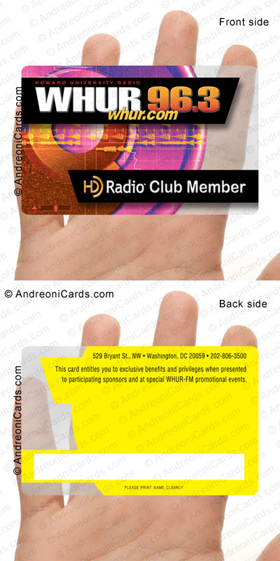 Clear plastic membership card design sample | WHUR