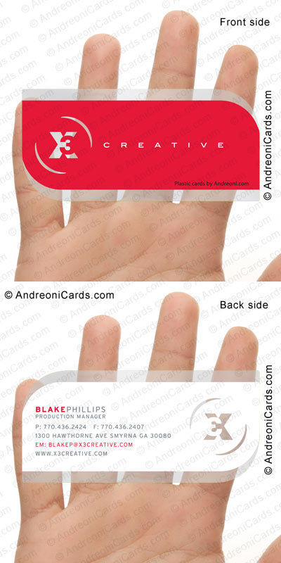 Clear plastic business card design sample with diecut | X3