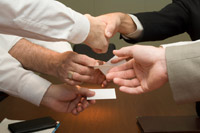 Exchanging business cards
