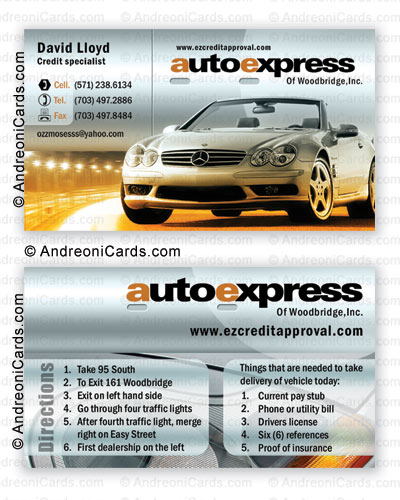 Glossy business card design sample | Auto Express