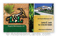 Business card design sample for LL maintenance