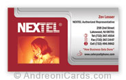 Silky business card design sample for Nextel