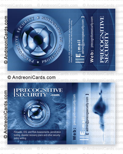 Glossy laminated business card design sample | Precognitive Security