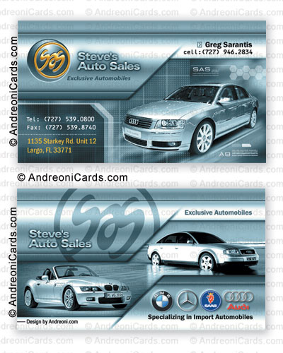 Business card design sample | Steve's Auto Sales