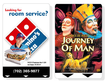 Plastic key cards - Dominos and cirque du soleil