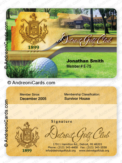 Plastic membership card design sample | Detroit Golf Club