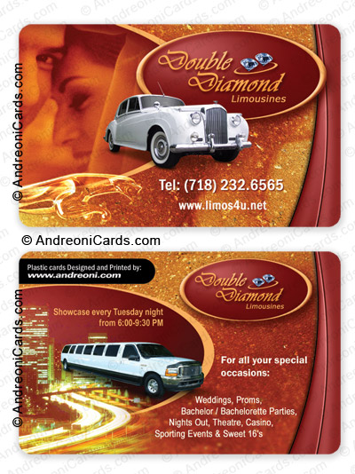 Plastic business card design sample | Double Diamond Limousines