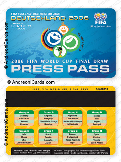 Plastic press pass card design sample | Fifa world cup 2006