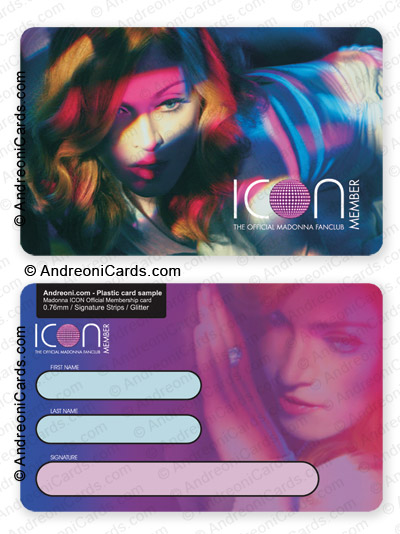 Plastic fan club card design sample | Madonna ICON Official fanclub card 2006