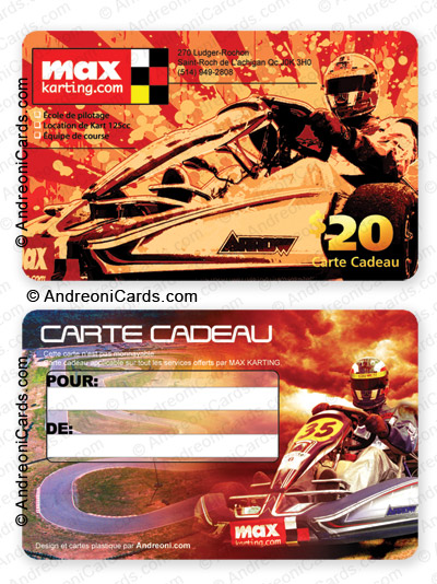 Plastic gift card design sample | Max Karting