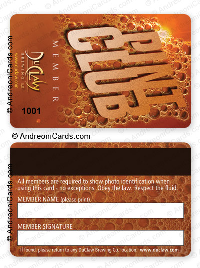 Plastic membership card design sample | Pint club