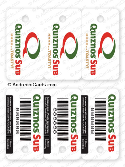 Plastic key chain cards - Quiznos combo