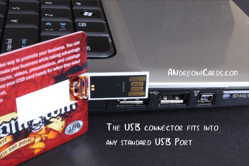 USB connector of business card fits in any USB port